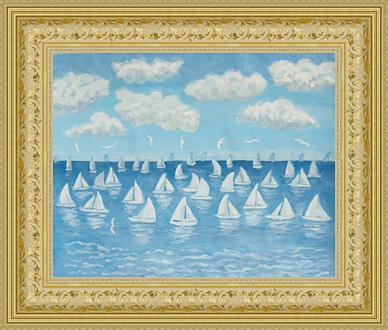 Original Sailboat Painting by Irina Afonskaya