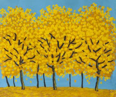 Yellow trees on blue sky 2 thumb