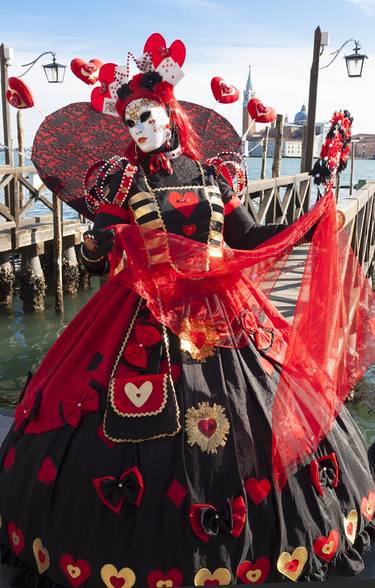 Woman in red carnival costume and mask on Venice carnival thumb