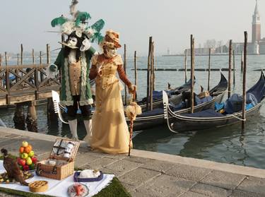 Couple in carnival costumes on Venice carnival thumb