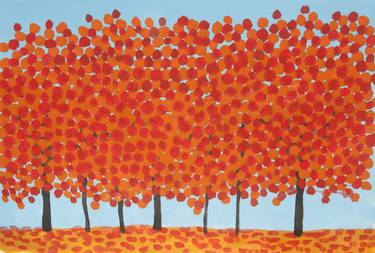 Orange-red autumn trees thumb