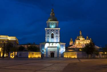 Kyiv, Ukraine, St. Michael monastery at night thumb