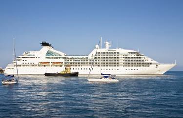 Seascape with big cruise ship thumb