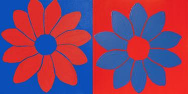 Flowers in red and blue colours thumb