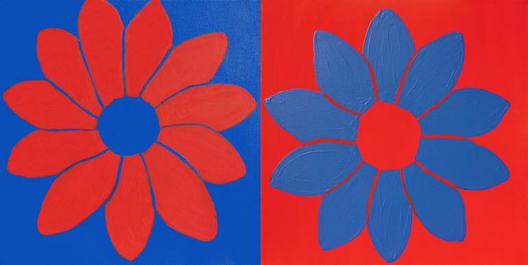 Original Floral Painting by Irina Afonskaya | Contemporary Art on Canvas | Flowers in red and blue colours