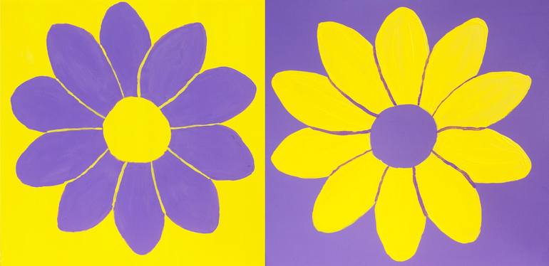 Original Floral Painting by Irina Afonskaya | Contemporary Art on Canvas | Flowers in purple and yellow colours