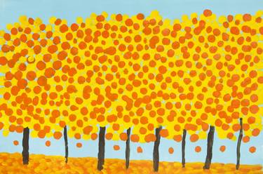 Orange-yellow autumn trees thumb