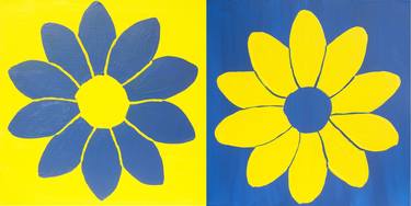 Two flowers in dark blue and yellow colours thumb