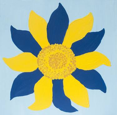 Sunflower in yellow and blue colours thumb