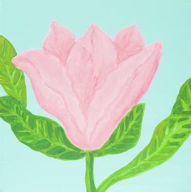 Pink magnolia on turquoise thumb