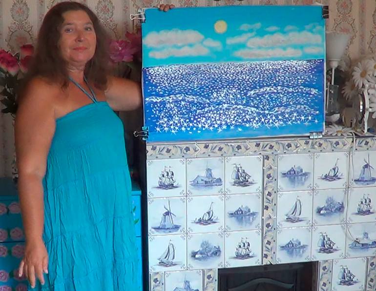 Original Art Deco Seascape Painting by Irina Afonskaya