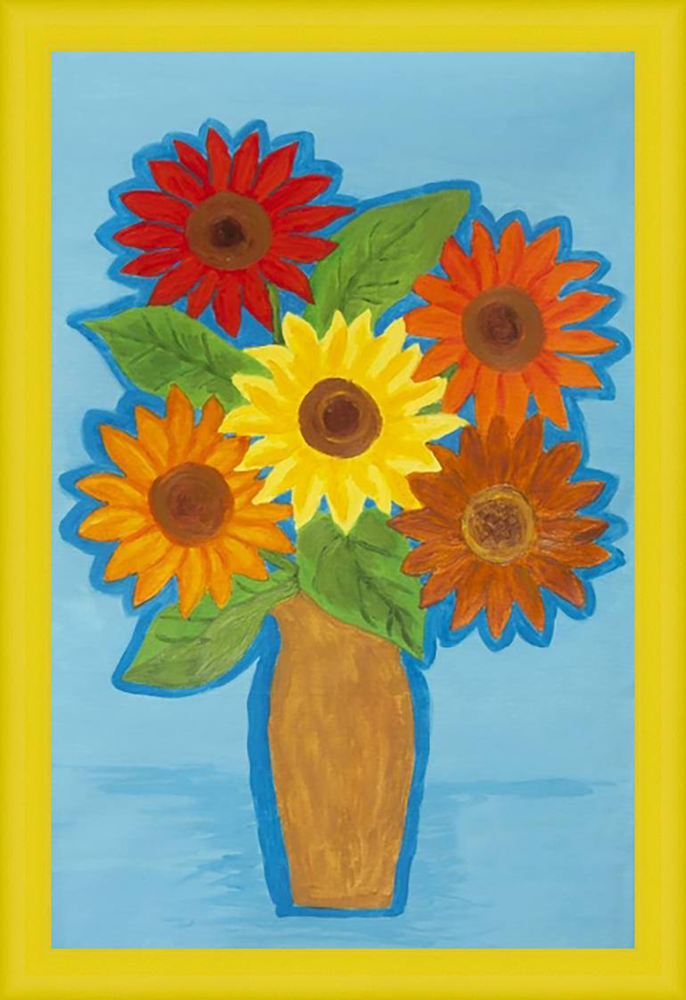 Original Art Deco Floral Painting by Irina Afonskaya