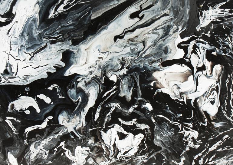 Abstract fluid art painting black and white Painting by Irina Afonskaya ...