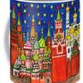 View of Moscow, Kremlin and Saint Basils Intercession cathedral, in style of "naive art", stilization of childrish picture. Cup with this image and many other interesting things with this image is possible to buy on my personal artistic site.