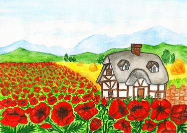 House with red poppies thumb