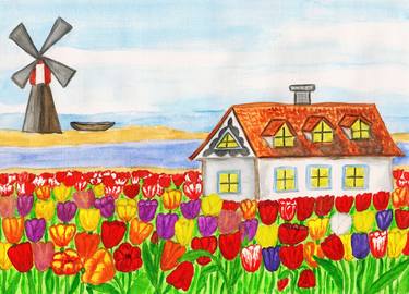 House with tulips (House in Holland) thumb