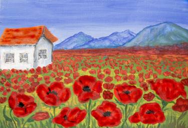 House with red poppies thumb