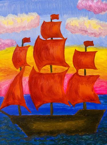 Original Fine Art Sailboat Paintings by Irina Afonskaya