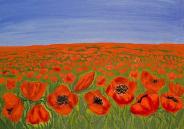 Meadow with red poppies thumb