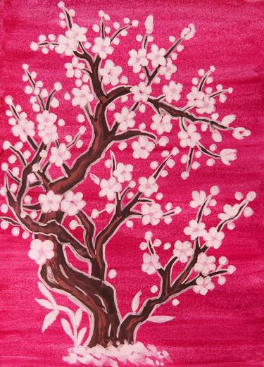 White tree on pink in Chinese style thumb