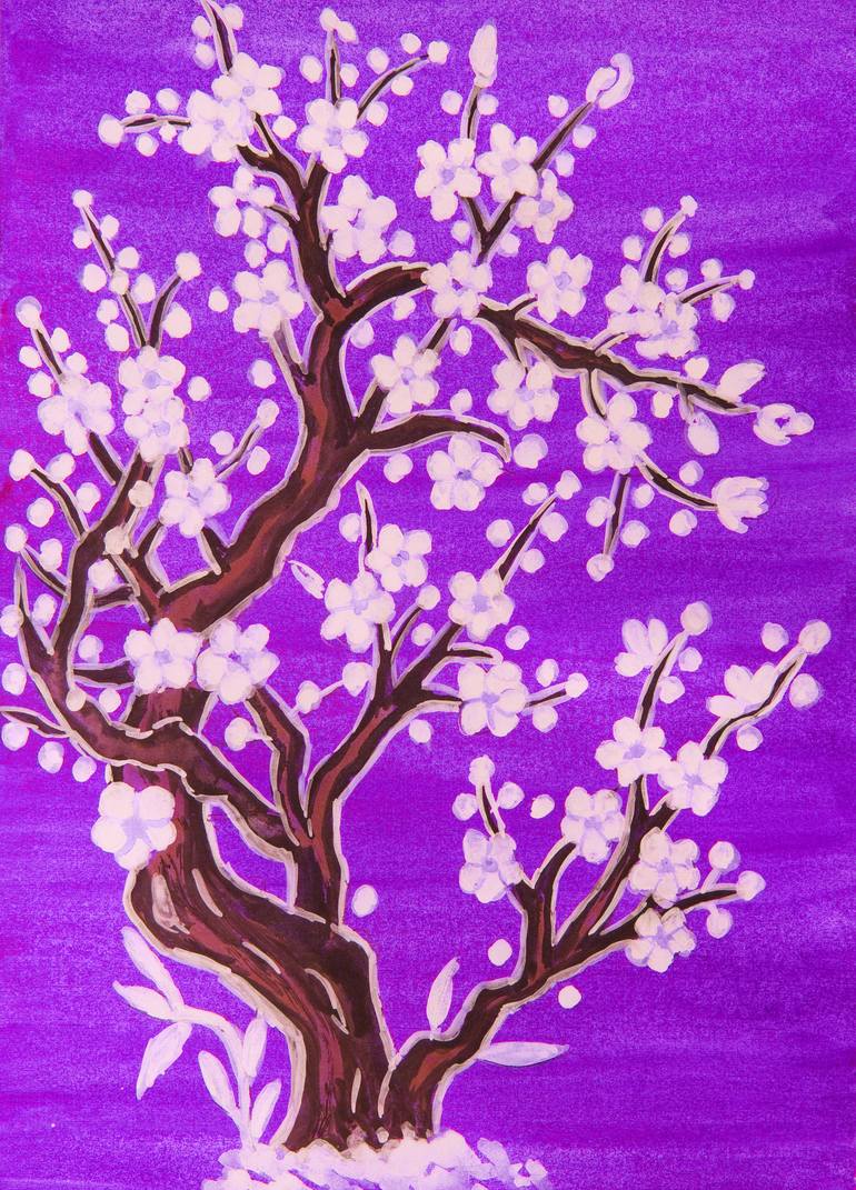 Chinese painting, flowers, purple, HD phone wallpaper