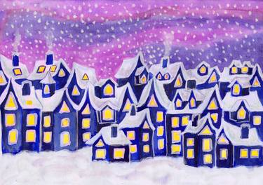 Dreams-town in winter evening thumb