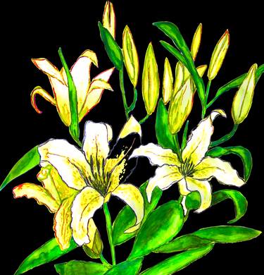 Original Fine Art Floral Printmaking by Irina Afonskaya