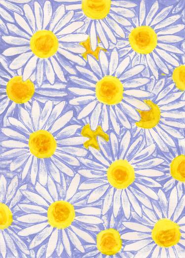 Background with blue camomiles (daisies) thumb