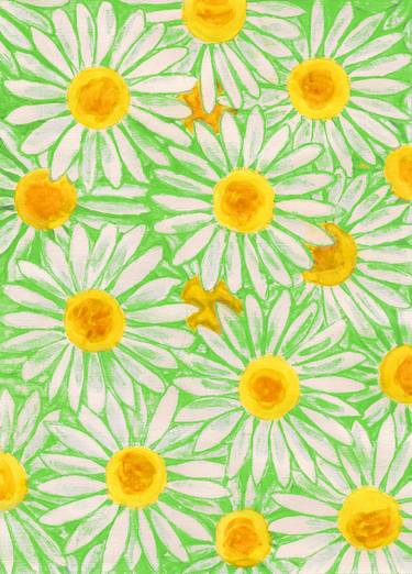 Background of green camomiles (daisies) thumb