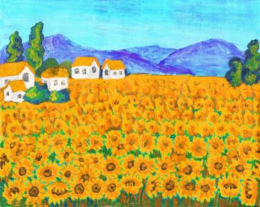 Field with orange sunflowers thumb