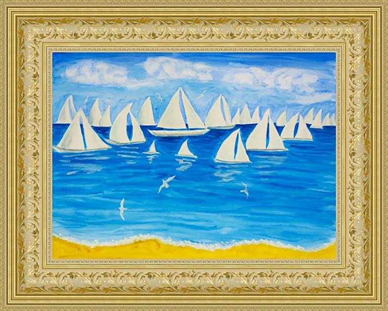 Original Figurative Sailboat Painting by Irina Afonskaya