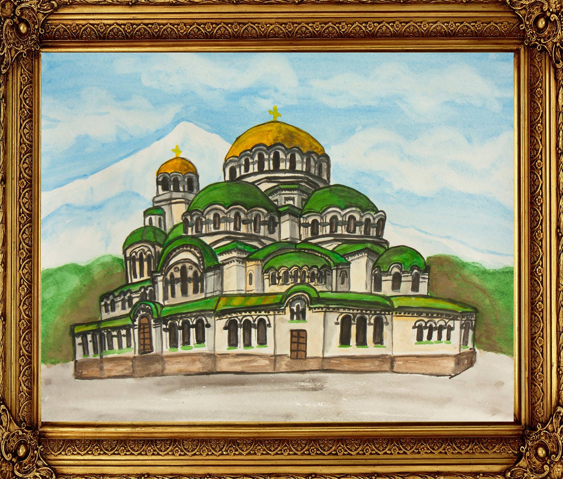 Framed Original Ink selling drawing, Sofia Travel Gift, Alexander Nevski Cathedral, Bulgaria Skyline wall art,