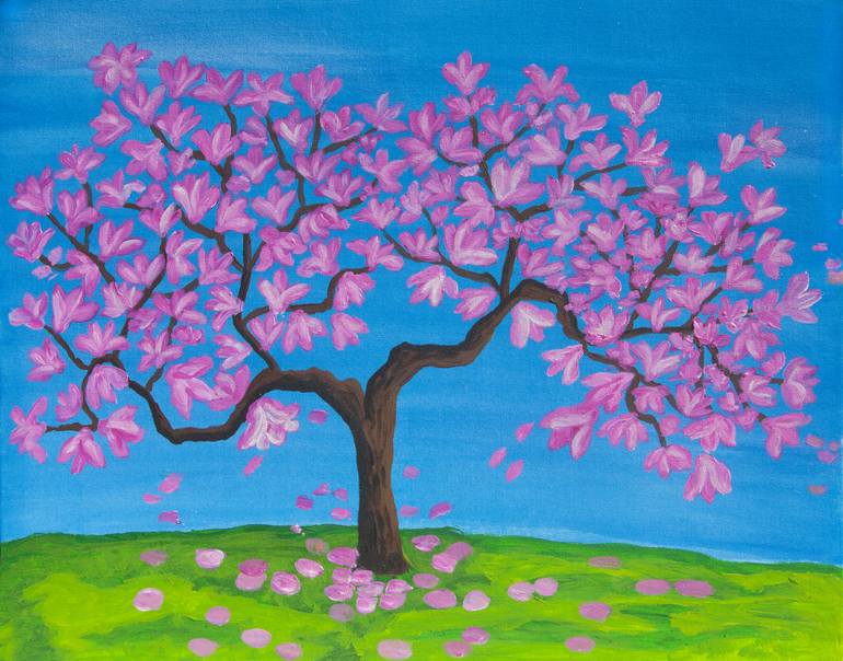 Pink magnolia tree Painting by Irina Afonskaya Saatchi Art