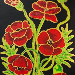 Collection Flowers oil and acrylic painting on canvas