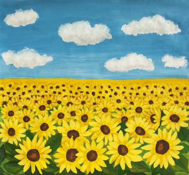 Field with sunflowers and blue sky thumb