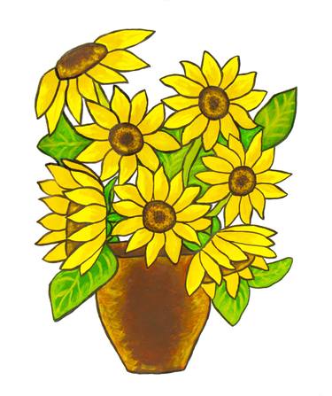 Sunflowers in vase on white background. thumb