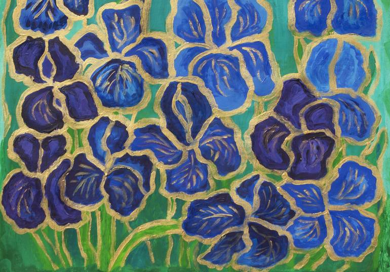 Original Art Deco Floral Painting by Irina Afonskaya
