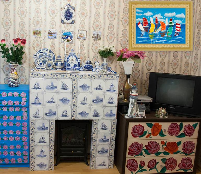 Original Minimalism Seascape Painting by Irina Afonskaya