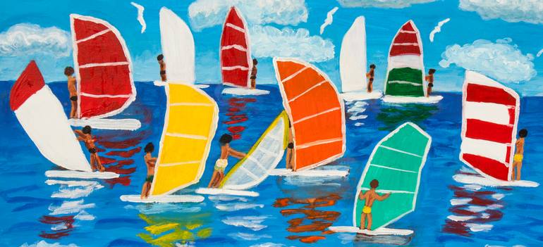 Original Minimalism Seascape Painting by Irina Afonskaya