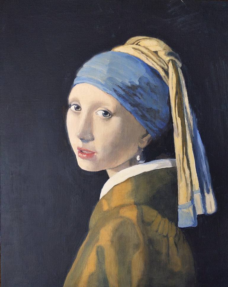 Old Masters copy Girl with the Pearl Earring after Vermeer. Painting by ...