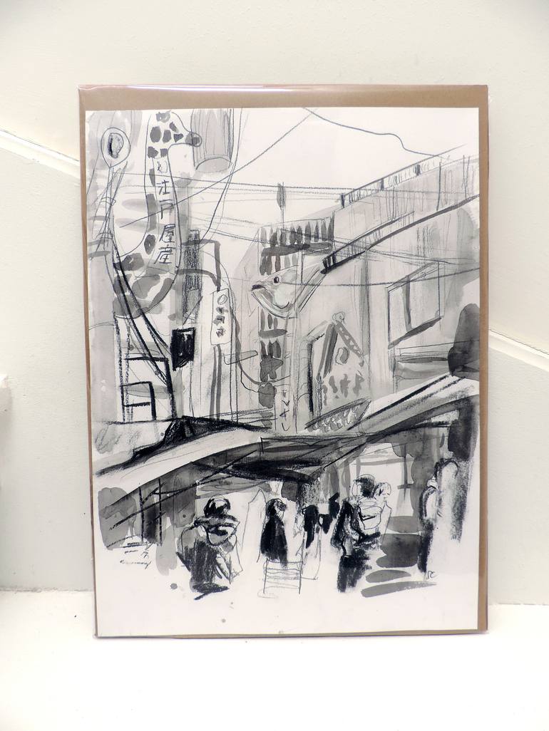 Original Figurative Cities Drawing by Sheila Chapman