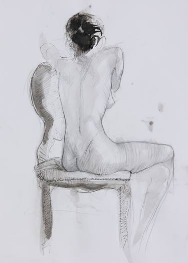Original Nude Drawing by Mihail Ivanov
