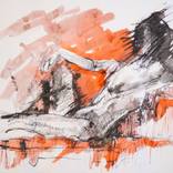 Man on couch, red wall by Mihail Ivanov