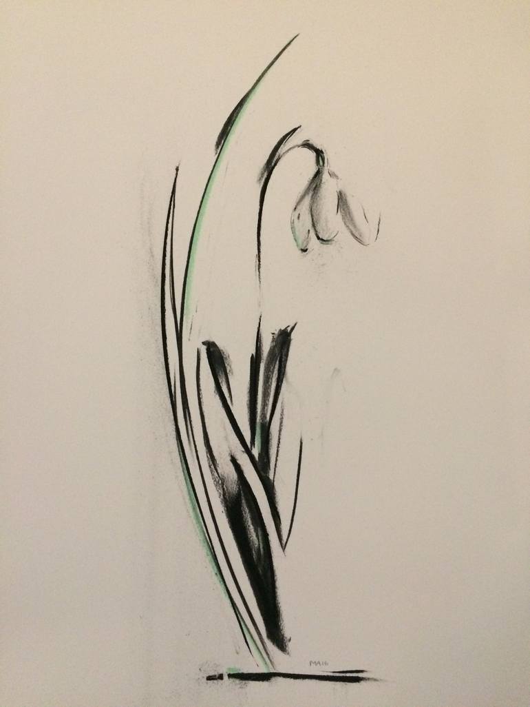 Sophie's snowdrops Drawing by Meme Austin | Saatchi Art