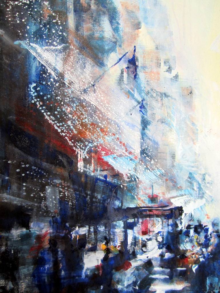 Original Abstract Expressionism Cities Painting by David Antonides