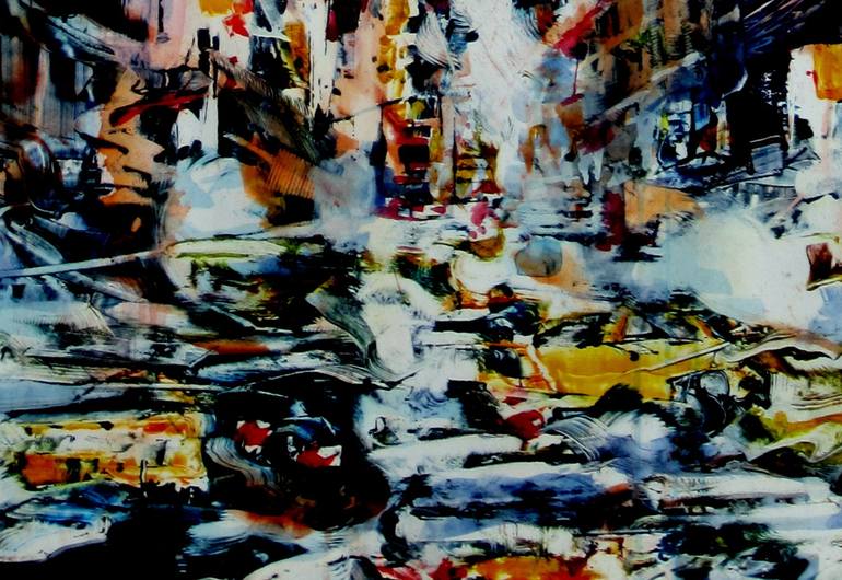 Original Abstract Expressionism Cities Painting by David Antonides