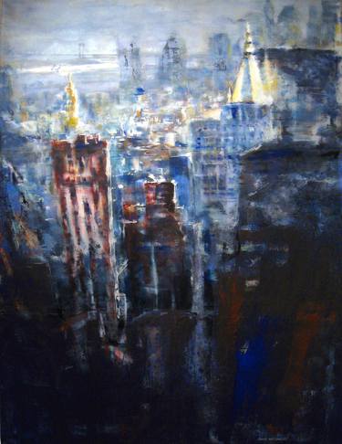 Original Abstract Expressionism Cities Paintings by David Antonides