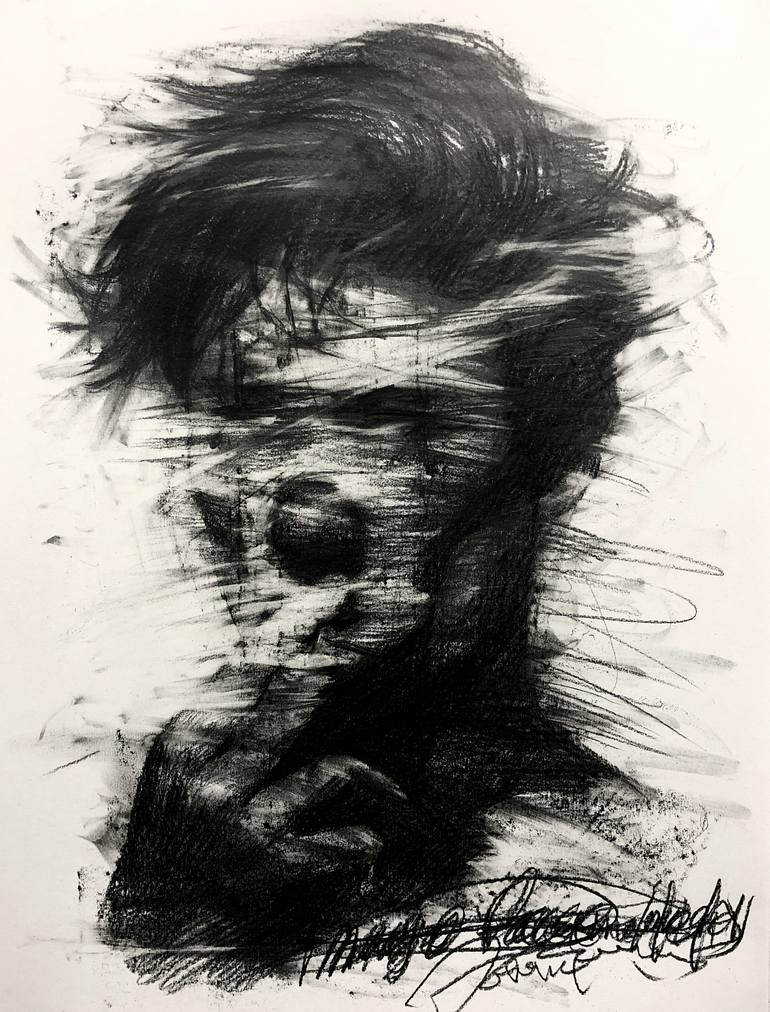 Scared Face, Charcoal Drawing, ambamm