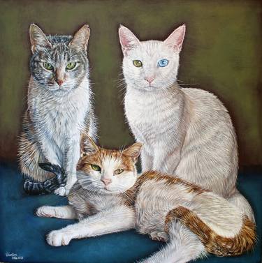 Original Cats Painting by Valentina Abadia Henao