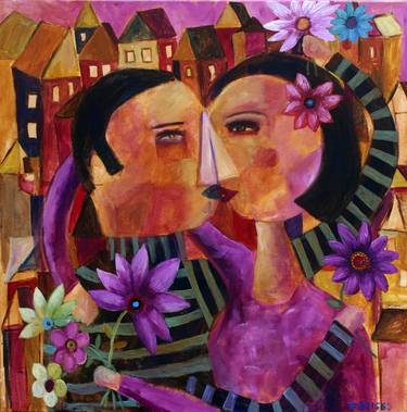 Original Abstract Expressionism Love Painting by Julia Briggs